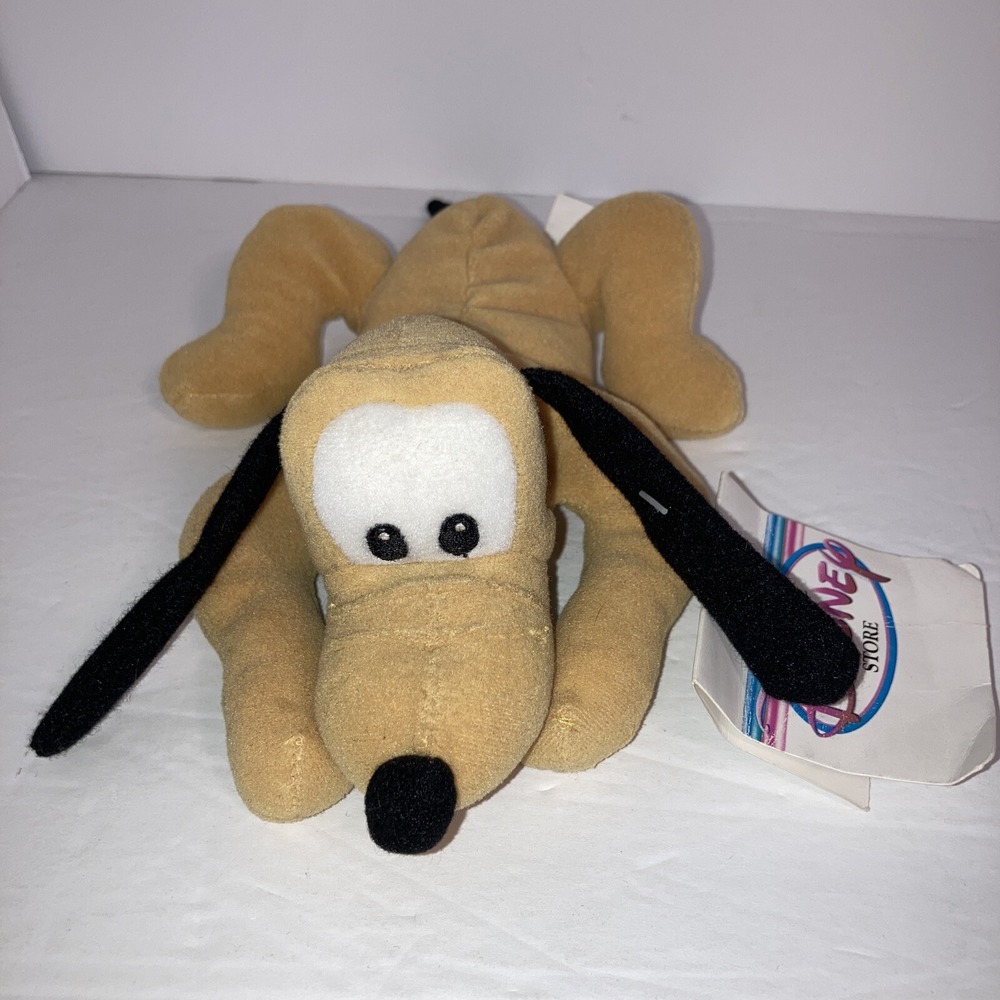 Vintage Pluto Mini Beanβ Bag Disney Plush Yellow Vintage Disney Store Tag FLAW
